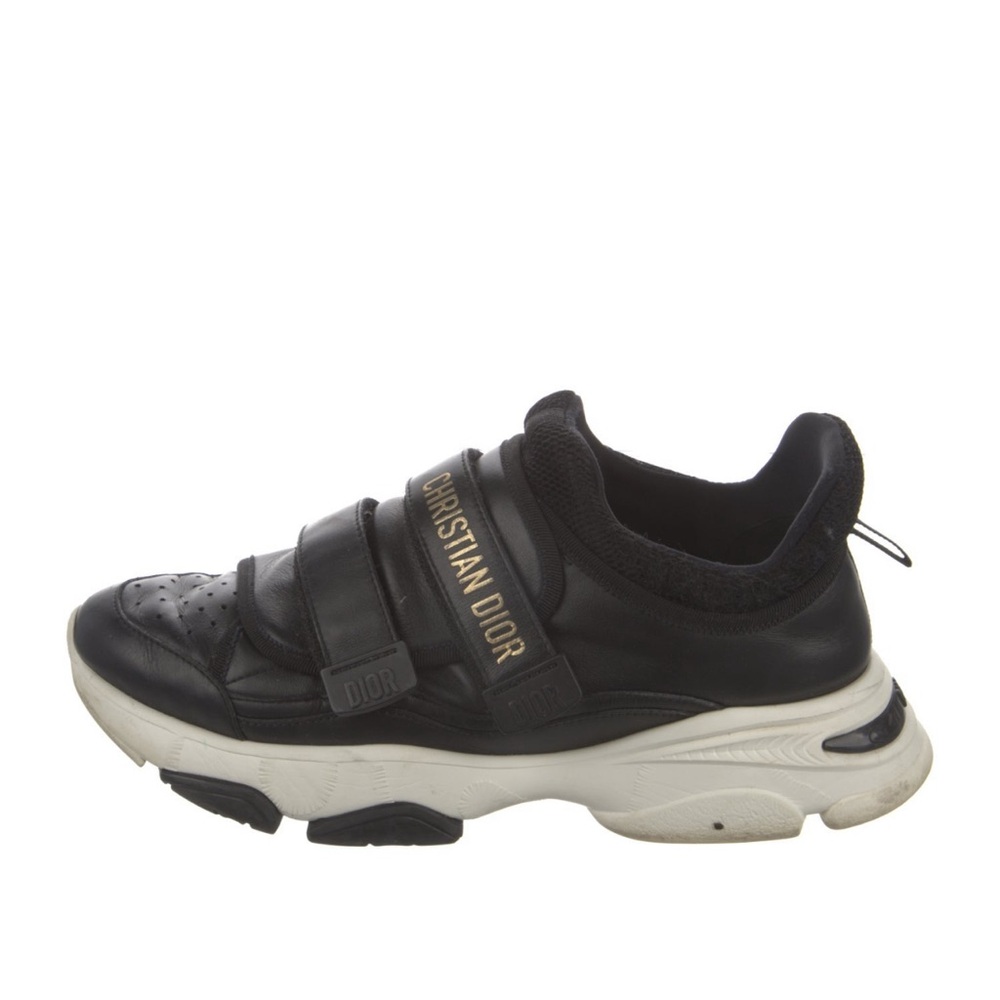 DIOR D-Wander Black Leather Low Top Adjustable Straps Sneakers Size 8. - Picture 3 of 4